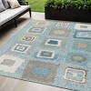 Teal Blue Beige And Ivory Geometric Washable Indoor Outdoor Area Rug - 2 of 4