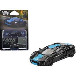 Jaguar C-X75 Black with Light Blue Stripe Limited Edition 1/64 Diecast Model Car by Mini GT - 1 of 4