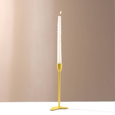 Gulches Fun Fusion Series Yellow Ceramic Pillar Candle Holder 1 Pack