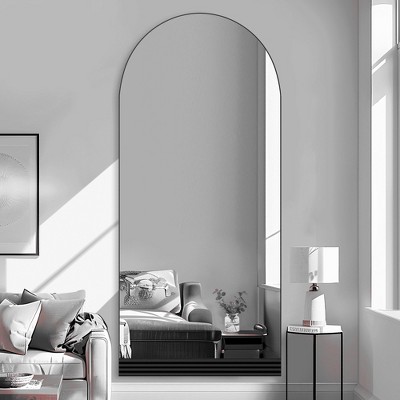 Lirago Arch Full Length Mirror Wall Mirror with Stripe Wood Frame 71¡Á31 Black