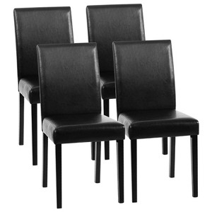 FDW Leather/Fabric Dining Chairs Set of 4 with Solid Wood Frame for Restaurant - 1 of 4