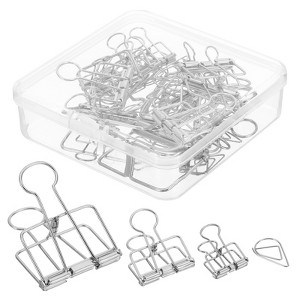 Unique Bargains Wire Hollow Out Clips Metal Prevent Tearing Pages Home Office Paper Clip 38 Pcs - 1 of 4