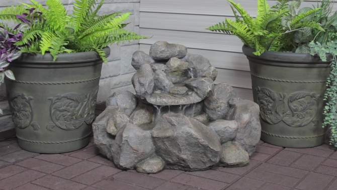 Sunnydaze 18"H Electric Resin Rocky Ravine Waterfall Outdoor Water Fountain, 2 of 12, play video