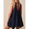 Women Tank Dress Sleeveless Scoop Neck Loose Mini Dress A-Line Sundresses Swimsuit Coverup with Pockets Navy Blue S - 3 of 4