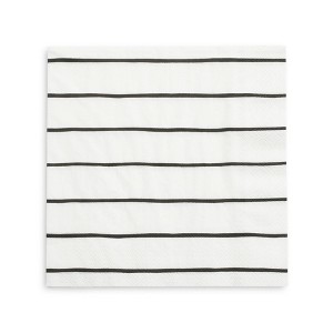 Daydream Society - Ink Frenchie Striped Large Napkins - Pack of 16 Paper Napkins - 1 of 3