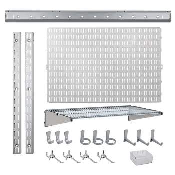 Allspace 21 Piece Garage Organizer Wall Storage System with Pegboard, Hooks and Hangers