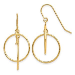 Black Bow Jewelry Double Circle Dangle Earrings in 14k Yellow Gold - 1 of 4