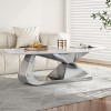 Modern Oval Coffee Table with Faux Marble Sintered Stone Top and Stainless Steel Base for Living Room–The Pop Home - 2 of 4