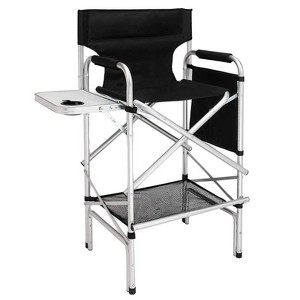 Karl Home 31in Portable Foldable Director Chair Makeup Artist Chair with Side Table Black - 1 of 4