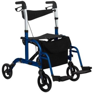 Vive Health 2 in 1 Rollator Transport Wheelchair Walker For Seniors - Lightweight Foldable Medical 4 Wheel Chair Combo with Seat -  300 Pound Capacity - 1 of 4