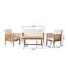 4-Piece Acacia Wood Outdoor Chat Set with Loveseat, Club Chairs and Coffee Table for Patio or Deck-Baofuwish - 4 of 4