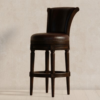 Pullman Dark Walnut 31" Swivel Bar Stool with Vegan Leather