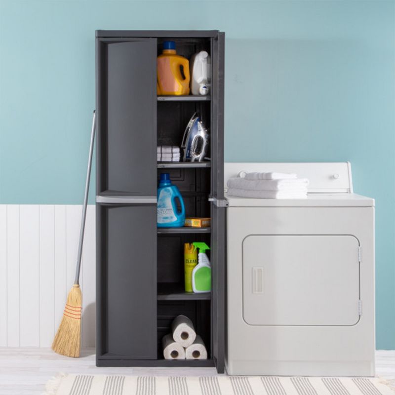 Sterilite Adjustable 4-Shelf Storage Cabinet With Doors, Gray | 01423V01, 4 of 7