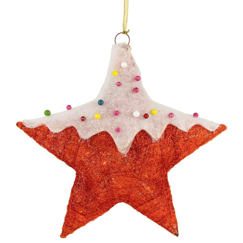 Northlight 18" Lighted Red and White Candy Covered Sisal Star Christmas Window Decoration, 1 of 8