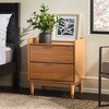 Okak 2-Drawer Bedside Table Mid-Century Modern, Solid Wood Accent Nightstand with Easy-Pull Drawers for Bedroom Small Spaces, Caramel - 2 of 4