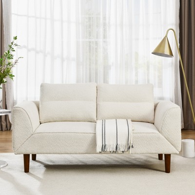Convertible Futon Sofa Bed, Comfy Loveseat Sleeper Sofa with Adjustable Armrest, Thick Padded Cushion, Small 2 Seater Couch for Living Room, Bedroom