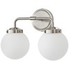 POWLIG 14.17-in 2-Light Nickel Bathroom Light Fixtures Over Mirror Vanity Lighting with Milk White Glass Globe Shades - 2 of 4