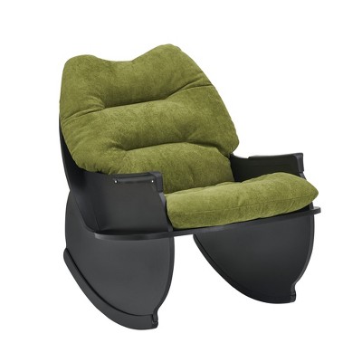 Vynxaria 30.31-Inch Green Velvet Rocking Chair - Cozy Single Seat for Relaxation