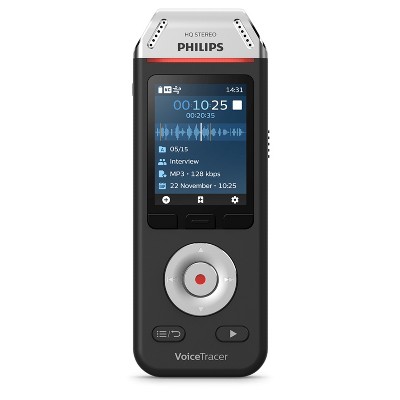 Philips DVT2810 8GB VoiceTracer Digital Voice Recorder with Dragon Speech Recognition Software - Product Key - Black