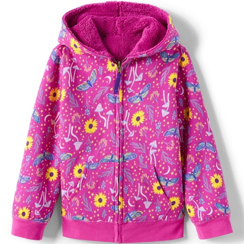 Lands' End Kids Reversible High Pile Fleece Hoodie - 2X Large - Verbena  Garden Floral