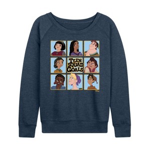 Women's - Disney - Teen Squad Goals Lightweight French Terry Wide Neck Long Sleeve Shirt - 1 of 4