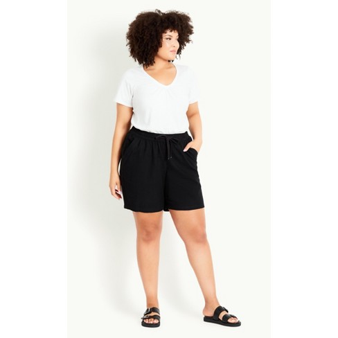 Women's Plus Size Linen Blend Short - Black