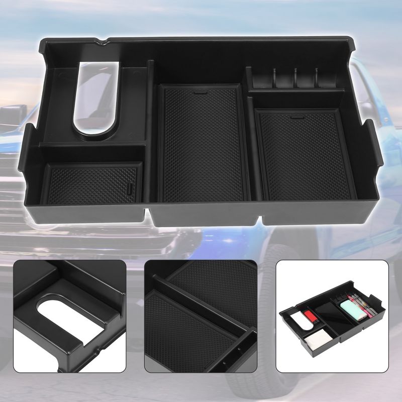 Unique Bargains Car Center Console Organizer Armrest Storage Box Tray for Toyota Tundra 07-19 Black 14.17"x12.40"x2.48", 2 of 6