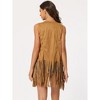 INSPIRE CHIC Women's Faux Suede Casual Sleeveless Tassels Open Front Cardigan - 4 of 4