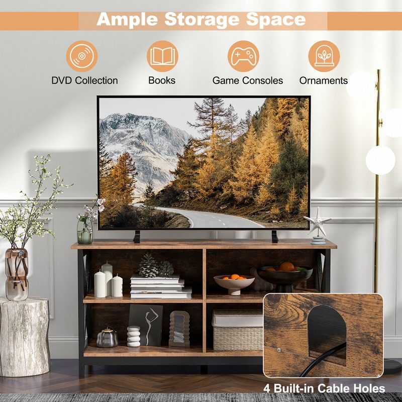 Tangkula TV Stand for TVs up to 55" Entertainment Center w/ Storage Shelves Rustic Brown, 5 of 11