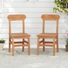 Costway 1/2 PCS Patio Teak Wood Chair  Wooden Armless Dining Chair with Slatted Seat - 2 of 4