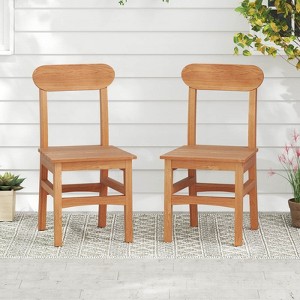 Costway 1/2 PCS Patio Teak Wood Chair  Wooden Armless Dining Chair with Slatted Seat - 1 of 4