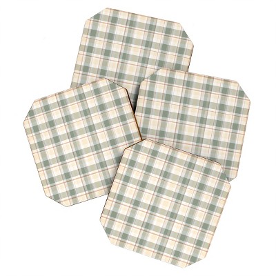 Lisa Argyropoulos Light Cottage Plaid Set of 4 Coasters - Deny Designs