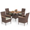 Patio Dining Sets for 4, All Weather Rattan Outdoor Table and Chairs with Acacia Wood Tabletop - 2 of 4