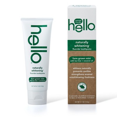 hello Naturally Whitening Fluoride Toothpaste , sls Free and Vegan , 4.7oz