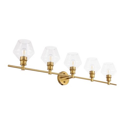 Gene 5-Light Brass and Clear Glass Wall Sconce