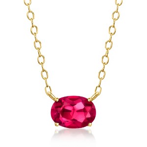 Pure Collection by Ross-Simons 0.60 Carat Oval Lab-Grown Ruby Necklace in 18kt Gold Vermeil Size 16 - 1 of 4