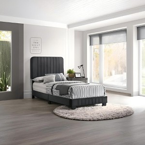 Sapphtopaz Modern Twin Size Bed Frame with Headboard Upholstered Platform Bed with Slat Support for Bedroom, Apartment, Hotel - 1 of 4