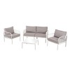 Modern Patio Loveseat and Coffee Table Set with Thick Black Cushions, Weather-Resistant Plastic Frame for Outdoor Lounge Area-3irtyhousy - 2 of 4