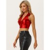 INSPIRE CHIC Women's Shimmering Shiny Party Holographic Crop Metallic Halter Top - 4 of 4