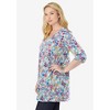 Woman Within Plus Size Perfect Printed Three-Quarter-Sleeve V-Neck Tunic - 4 of 4