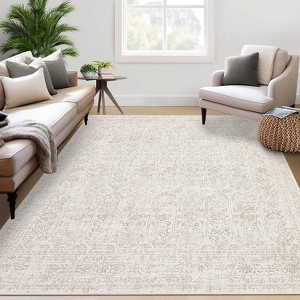 Washable Area Rugs, Non-Slip Large Indoor Carpet, Stain Resistant Oriental Distressed Carpet, Traditional Floral Area Rug for Living Room Bed Room - 1 of 4