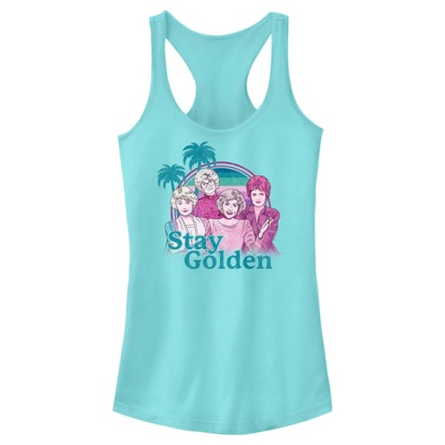 Junior s The Golden Girls Tropical Stay Golden Cartoon Racerback Tank Top Cancun X Small Target