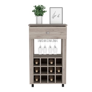 Vynxaria 37-Inch Bar Serving Carts, Light Gray Finish, Twelve Wine Cubbies - 1 of 4