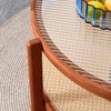 KTMBDW Coffee Table, 34'' Wooden Round Coffee Table, 2-Tier Center Tea Tables with Glass top and Rattan for Living Room, Apartment, Office - 4 of 4