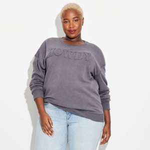 Women's Howdy Graphic Sweatshirt - Mineral Wash - 1 of 3