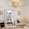 Ludomide Wood Beaded Chandelier, 3-Light Boho Flush Mount Ceiling Light, 12.6" Rustic Boho Light Fixture for Nursery Bedroom Kitchen - 2 of 4