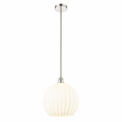 White Venetian - 1 Light Stem Hung Pendant In Modern Style-16.13 Inches Tall and 13.75 Inches Wide