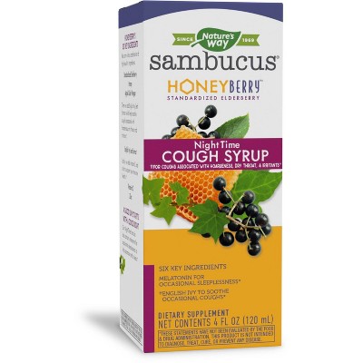 Nature's Way Nighttime Sambucus HoneyBerry Cough Syrup with Elderberry - 4 fl oz