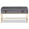 Aliana Velvet Fabric and Metal Large Ottoman Gold - Baxton Studio: Antique Brass Latch, Storage, No Assembly Required - 3 of 4