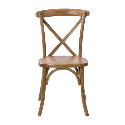 Elegant Dark Natural Elm Wood X-Back Dining Chair